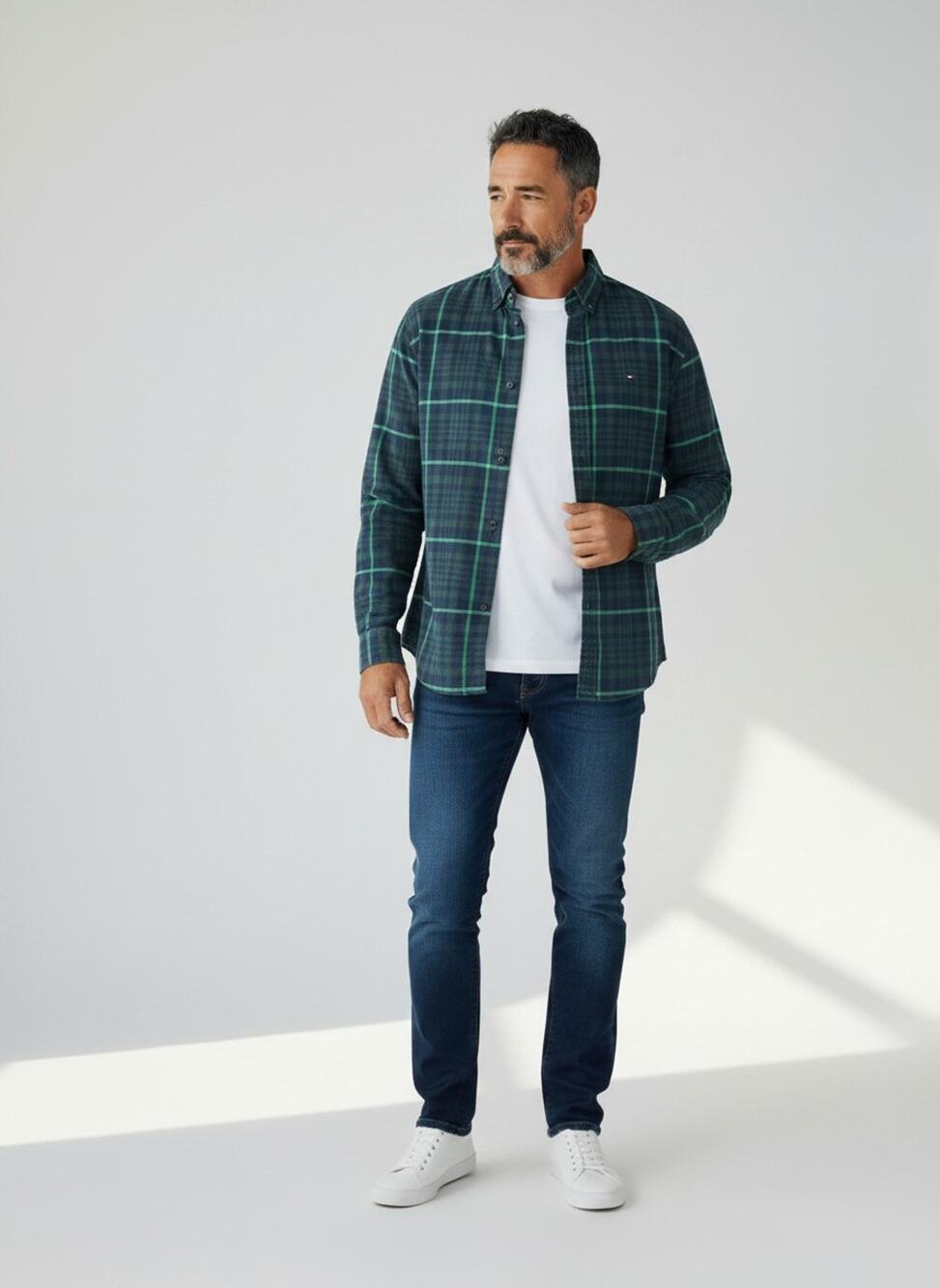 Tommy Hilfiger Green Plaid Long Sleeve Shirt Unisex Layering Men's Size XL
